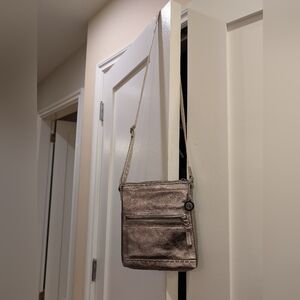 NWOT Metallic Leather Crossbody (Woven Fabric Strap)